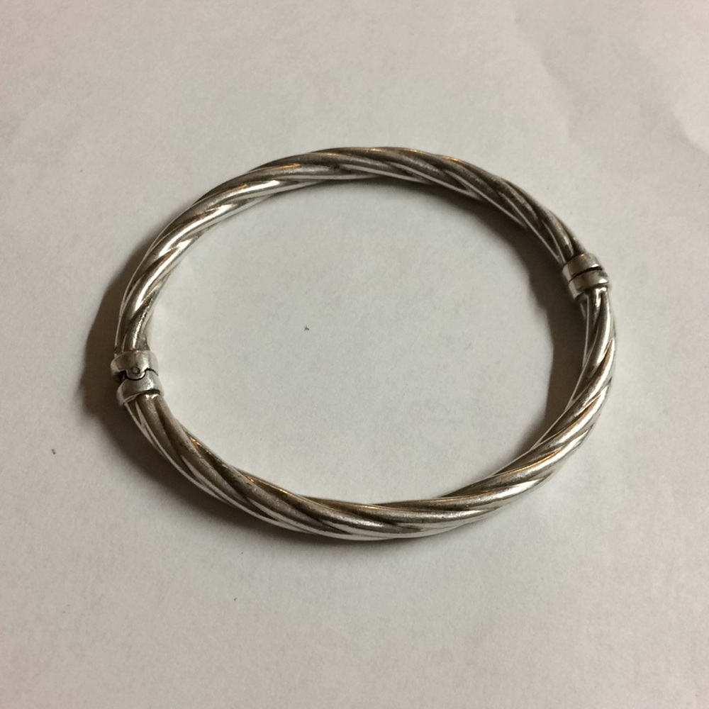 Oval Sterling Silver Hinge Bangle - image 2